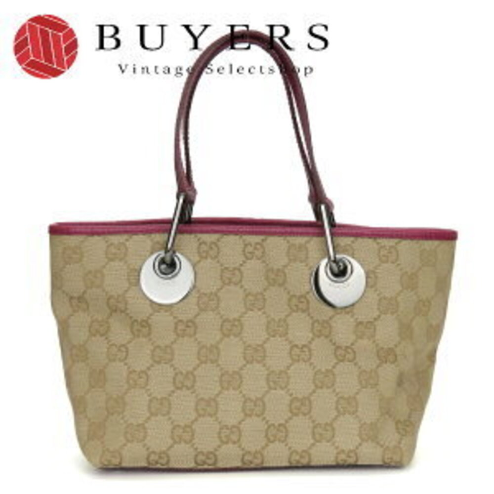 Gucci Handbag GG Canvas Leather Beige Pink Tote
